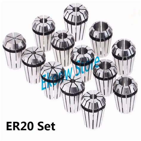 13pcs Set ER20 Chuck Collet Precision Spring Chuck Collet Set 1 13mm