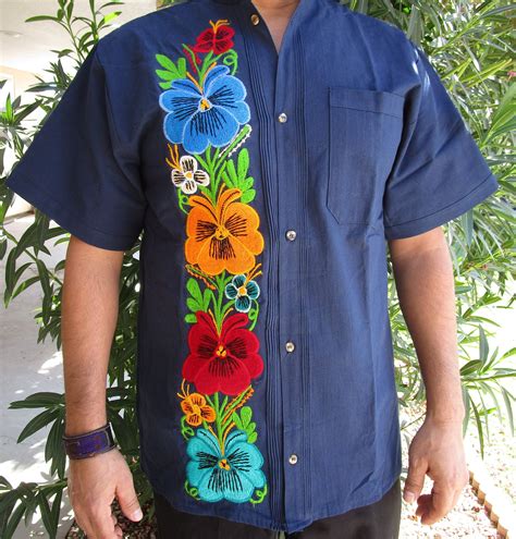 Guayabera Shirt For Men Mexican Embroidered Shirt For Men Etsy In