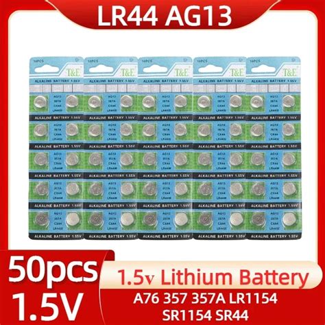 Original 50 200PCS AG13 LR44 1 55V Alkaline Battery A76 357 357A LR1154