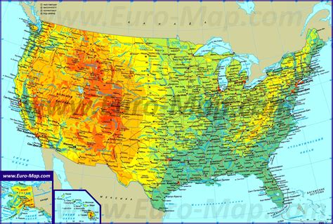 Карта США Подробная карта США на русском языке с городами и штатами США на карте мира