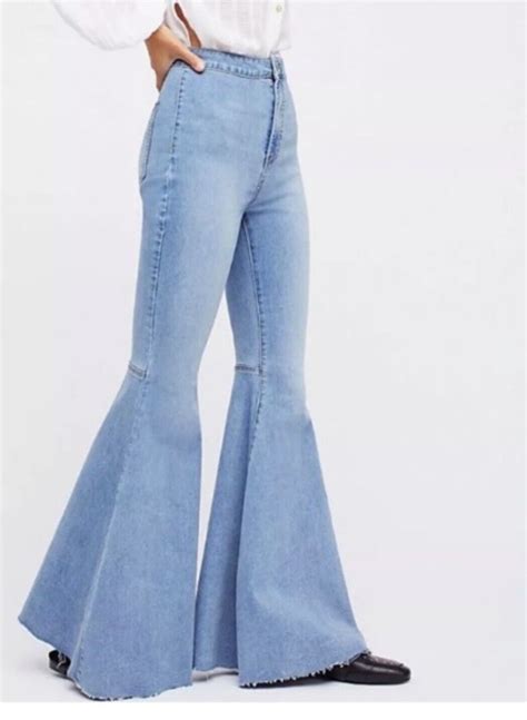 Free People Just Float On Flare Jeans Blue Love Letters Super Flare