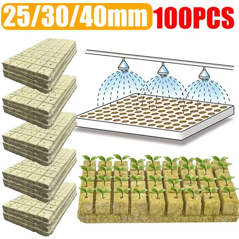 100pcs Stonewool Hydroponic Grow Media Starter Cubes Plant Cubes