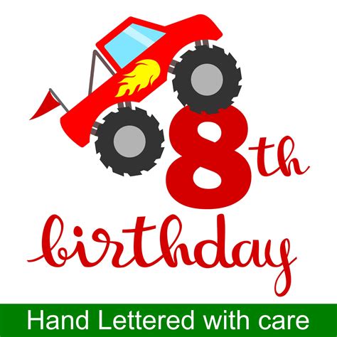 8th Birthday Boy Svg File Monster Truck Birthday Svg Etsy Australia