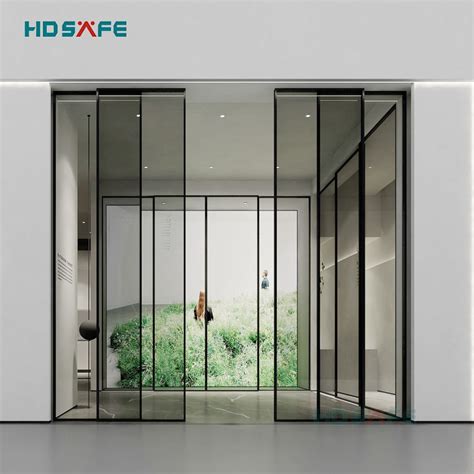 Hdsafe Soft Closing Narrow Aluminum Frame Sliding Glass Door Interior Door With Frame