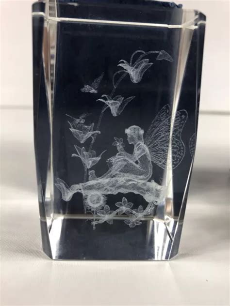 Walt Disney Tinkerbell D Laser Etched Crystal Glass Cube W Lighted