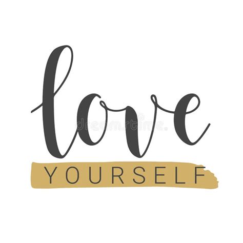 Handwritten Lettering Of Love Yourself On White Background Vector