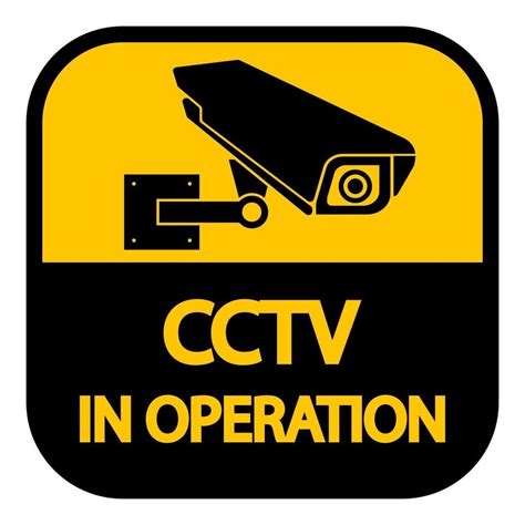 CCTV Camera Label Black Video Surveillance Sign On White Background