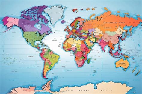 Mapa Del Mundo Colorido Completo Con Los Nombres De Todos Los Países Foto Premium