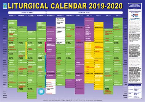 Liturgical Calendar 2019 2020 Scottish Catholic Education Service Sces