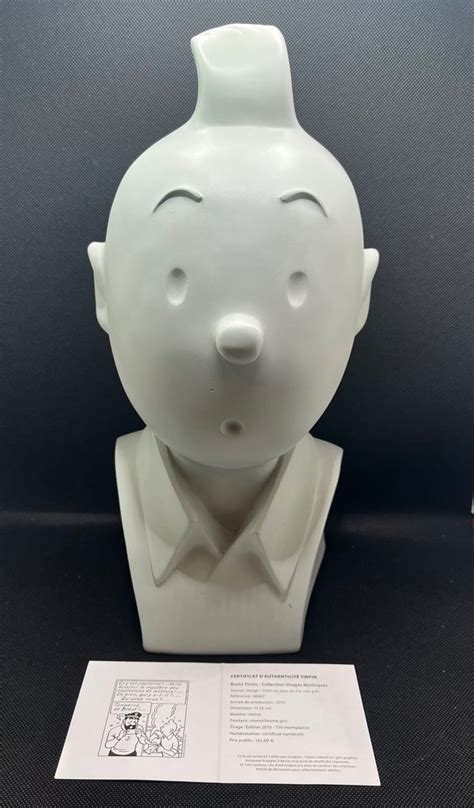 Tintin Statuette Moulinsart 46967 Buste Tintin Monochrome Gris 1