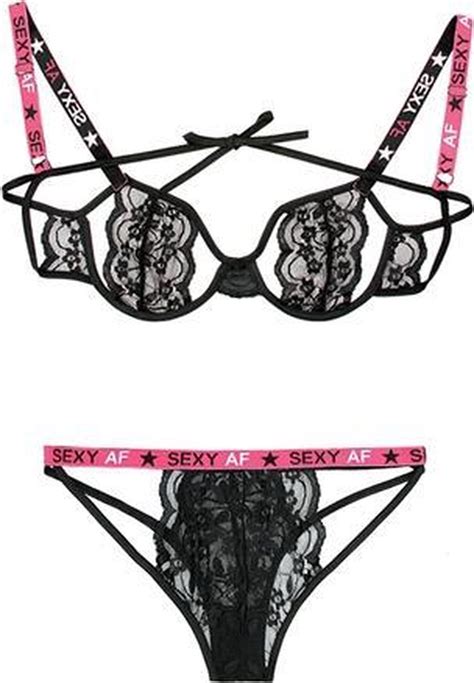 Sexy Af Bh Set L Xl Zwart Sexy Lingerie Kleding Lingerie