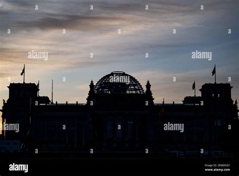 Berlin, Germany. 28th Aug, 2023. The Reichstag building in the early morning. Credit: Fabian ...