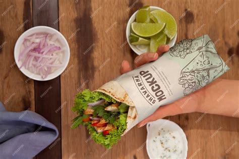 Premium Psd Shawarma Packaging Mockup Design
