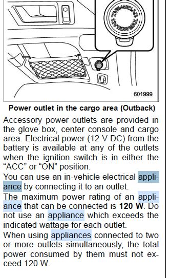 Dangerous To Use Multiple All 12V Outlets At Once Subaru Outback Forums