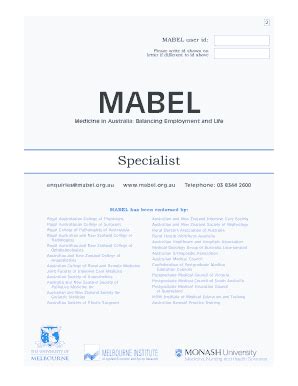 Fillable Online Mabel Org Specialist Balancing Employment And Life