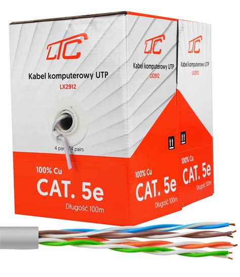 Kabel Komputerowy Lan Utp Sieciowy Rj45 SkrĘtka Cat 5e 100 MiedŹ 100m