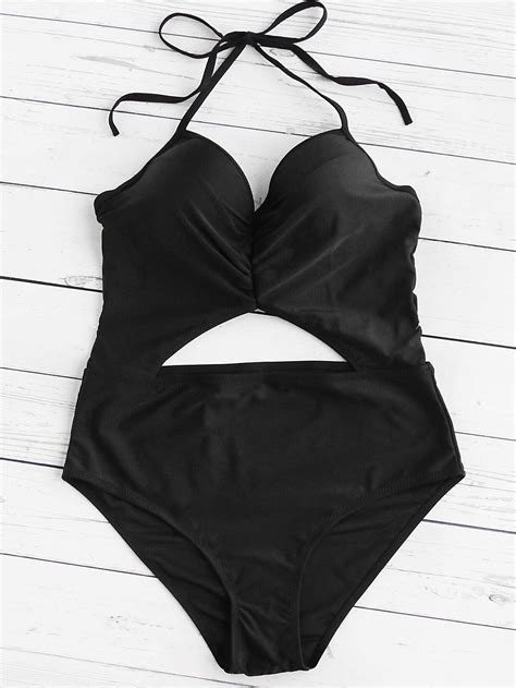 Cutout Front Ruched Detail Swimsuit Shein Sheinside