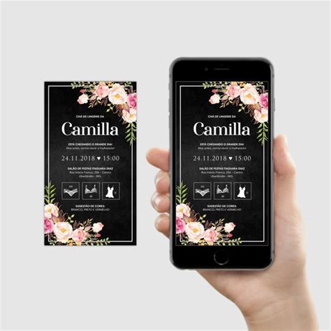 Convite Chá de Lingerie Casamento arte Digital Elo7