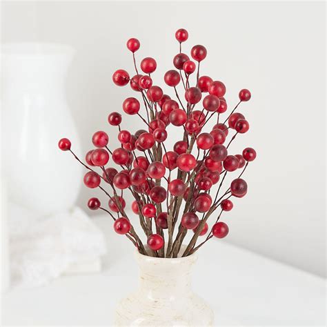 Red Artificial Berry Bundle Picks And Stems Floral Supplies Craft