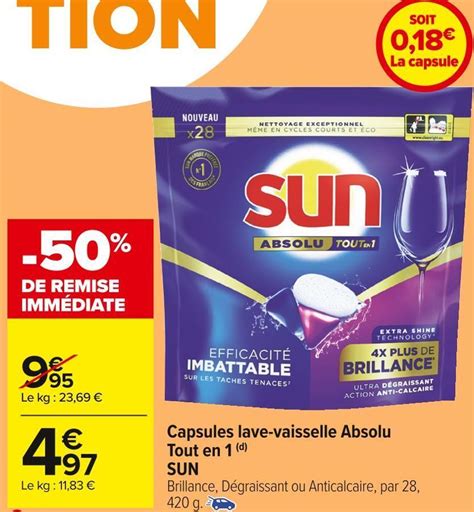 Promo Sun Capsules Lave Vaisselle Absolu Tout En D Chez Carrefour