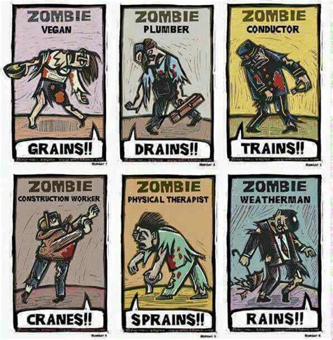 Different types of zombies | Funny memes, Memes, Zombie apocalypse survival