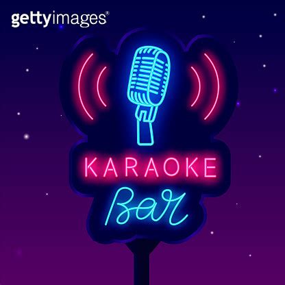 Karaoke Club Neon Signboard Blue Microphone Icon Street Billboard