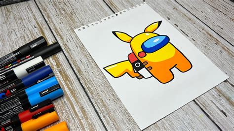 Pikachu Among Us Dibujando Con Marcadores Posca YouTube