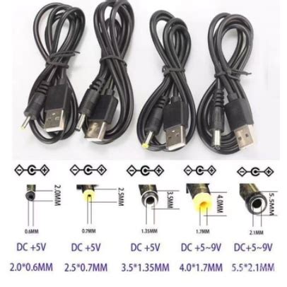 Cabo Usb Um Macho Para 3 5 5 5mm Conector 5 V Dc Carregador De