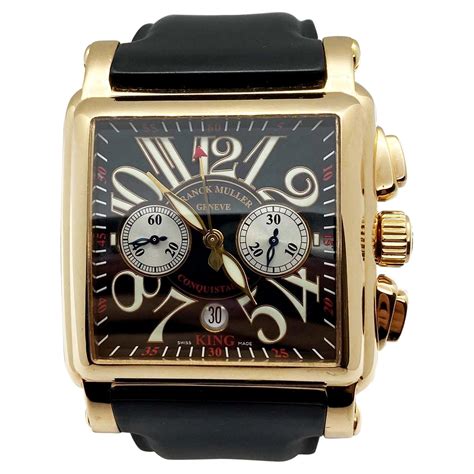 Franck Muller Conquistador Cortez 18k Gold Leather Automatic Mens Watch