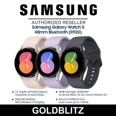 Samsung Galaxy Watch 5 Bt 40mm Smartwatch R900 1 2 Amoled Sapphire Crystal Wear Os Shopee