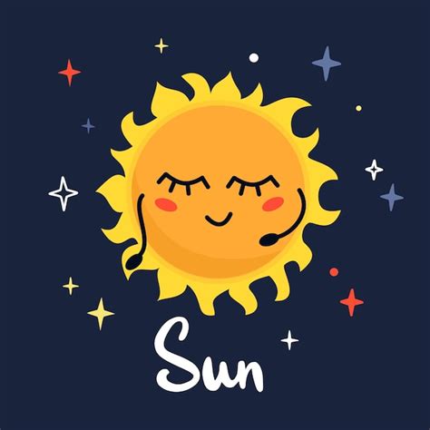 Premium Vector Cute Cartoon Planet Character Sun With Funny Face