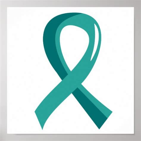 Ovarian Cancer Teal Ribbon 3 Print | Zazzle