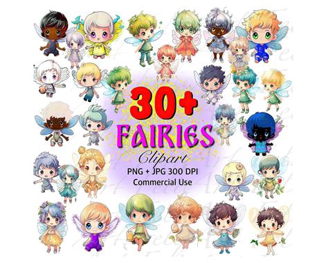 30 Boy Fairies Clipart Bundle, Garden Fairies, Forest Fairy, Nursery ...