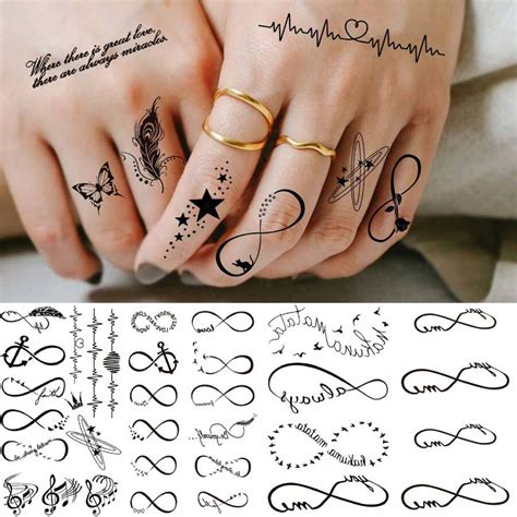 15pcs Cute Small Infinity Symbol Temporary Tattoos For Women On Neck Hands Fingers Endless Love