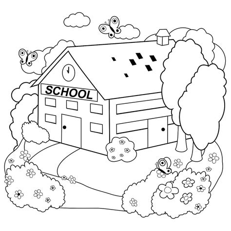 Escuela De Dibujo Para Colorear Imprimir E Dibujar Coloringonly