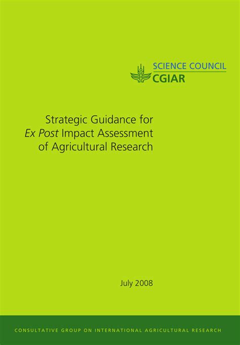 Pdf Strategic Guidance For Ex Post Impact Assessment Of Agricultural Research Strategic