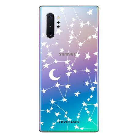 LoveCases Samsung Galaxy Note 10 Plus 5G Gel Case White Stars Moon