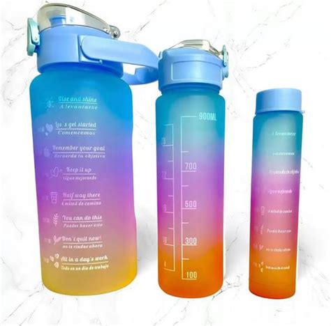 Kit 3 Garrafa De agua Motivacional Academia Galão Grande Degrade