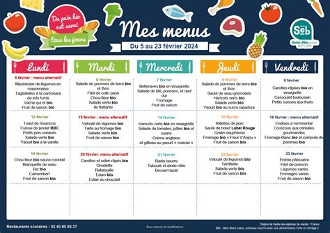 Menus Des Restaurants Scolaires Ville De Saint S Bastien Sur Loire