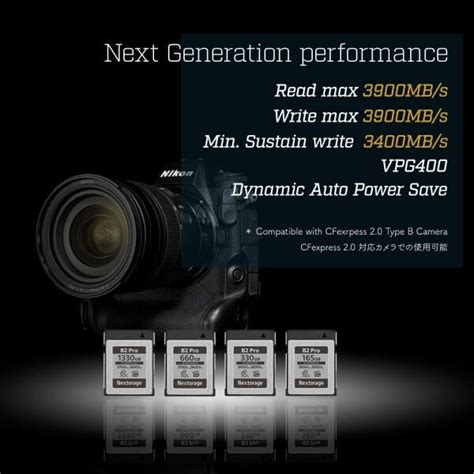 Nextorage ネクストレージ 国内メーカー 165GB CFexpress 4 0 Type B VPG400 pSLC メモリーカード