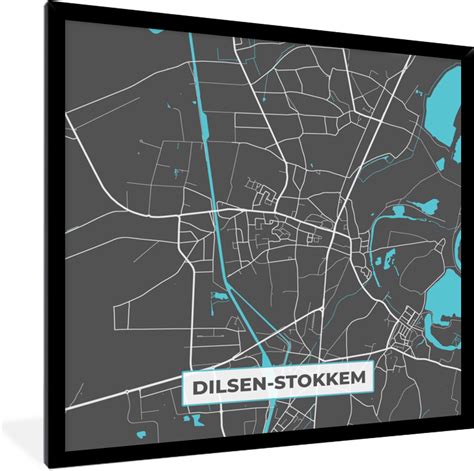 Fotolijst incl Poster België Dilsen Stokkem Stadskaart Kaart