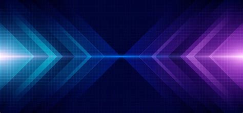 Abstract Blue And Purple Arrow Glowing With Lighting And Line Grid On