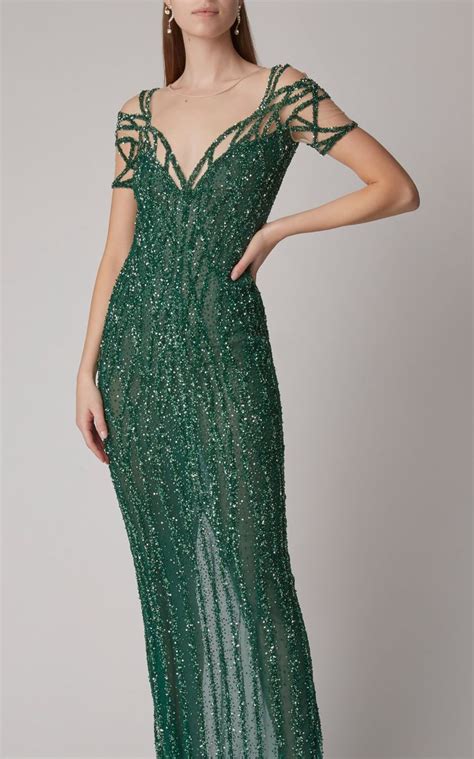 Crystal Embellished Chiffon Gown By Pamella Roland Moda Operandi