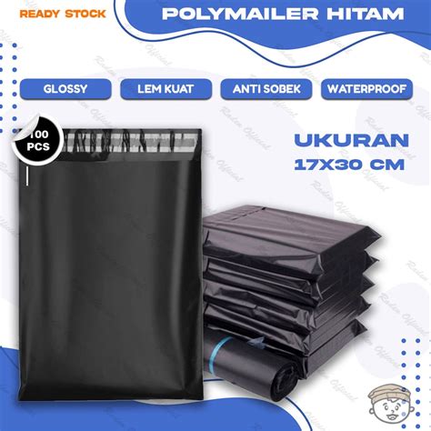 Jual Plastik Packing Polymailer Kantong Olshop Lem Isi 100 HITAM Uk