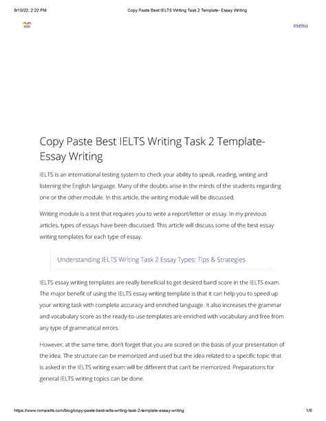 Copy Paste Best Ielts Writing Task 2 Template Essay Writing Menu