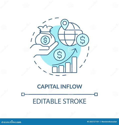 Customizable Capital Inflow Linear Icon FDI Concept Stock Vector