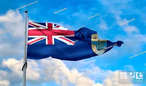 Saint Helena Flag Realistic Waving Fabric Flag Stock Photo Picture