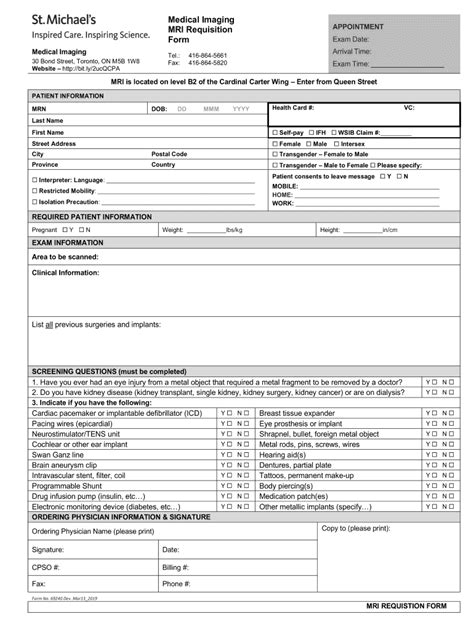 Fillable Online Medical Imaging Mri Requisition Form Fax Email Print