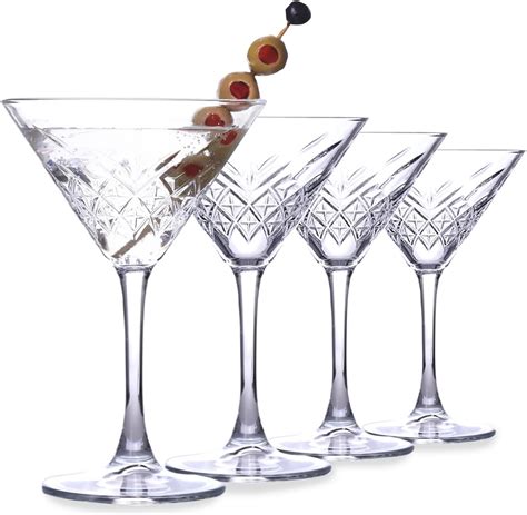 Gosoyo Set Of 4 Vintage Martini Glasses Champagne Cocktail Long Stemmed