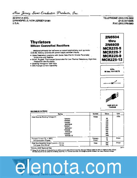 2N6509 Datasheet PDF 204 KB New Jersey Semi Conductor Pobierz Z